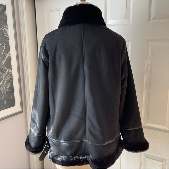 Zara Faux Suede Double Faced Long Jacket, Size L - Picture 4 of 12